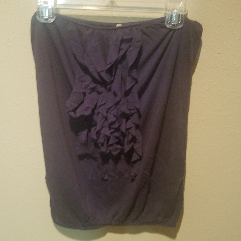 Navy tube top with ruffles